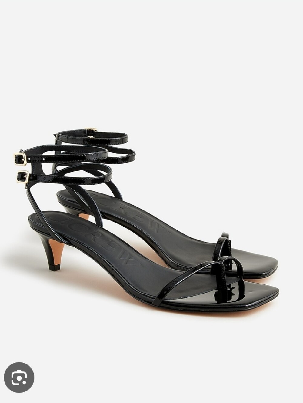 J. Crew Zadie Black Double Ankle-Strap Leather Heels